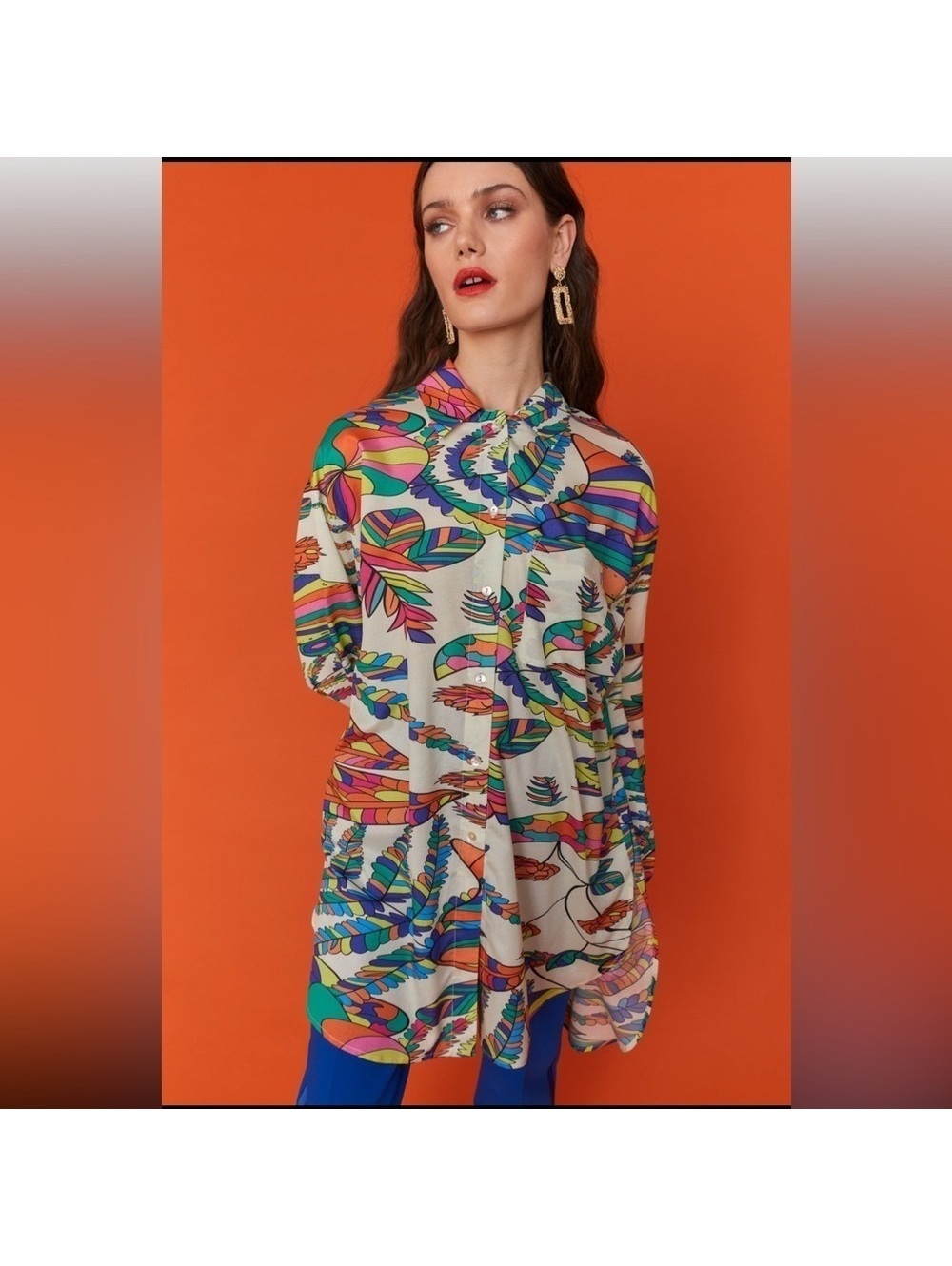 Jayley Collection Havana Silk Blend Shirt Dress Size S/M NEW